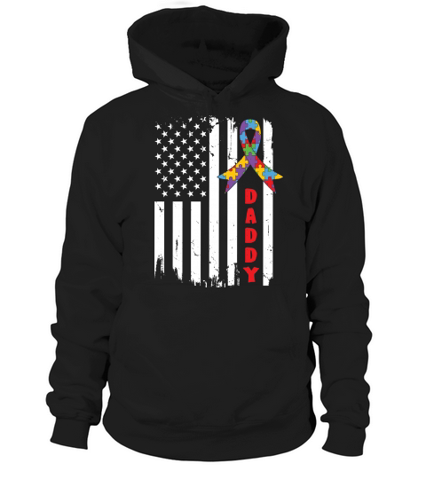 Autism Dad American Flag Vintage Hoodie Unisex