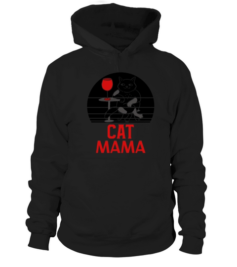 Retro Distressed Vintage Eighties Style Cat Mama Hoodie Unisex