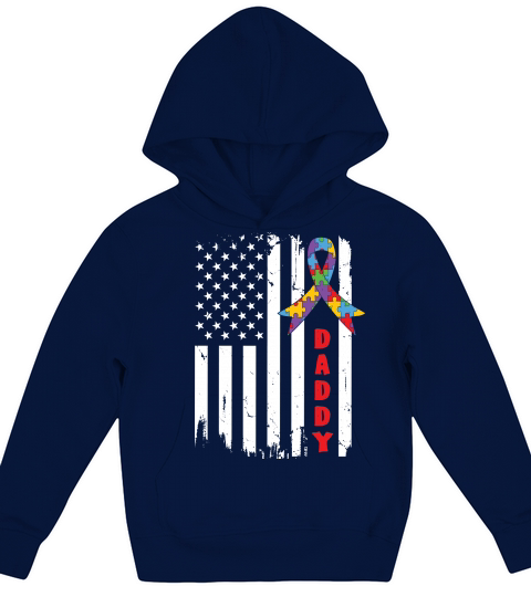 Autism Dad American Flag Vintage Kids Hoodie