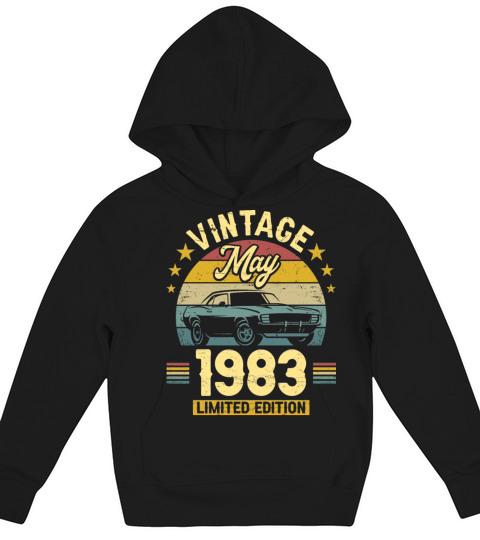 May 1983 40 Years Old Vintage 40th Birthday Kids Hoodie