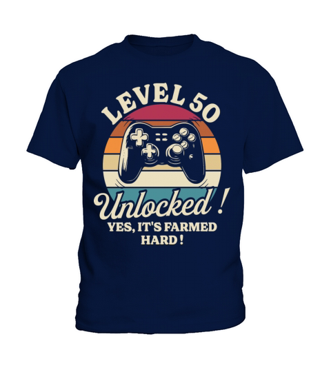 Geek Level 50 Unlocked 50th Birthday Gamer Kids T-Shirt