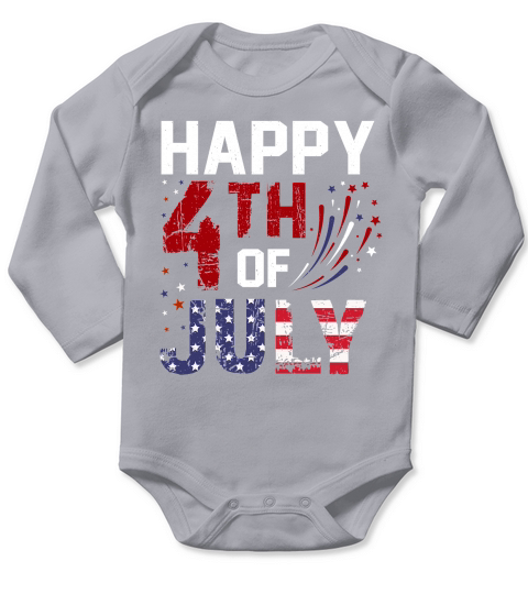 Happy 4th Of July Graphic Long Sleeve Baby One-Piece