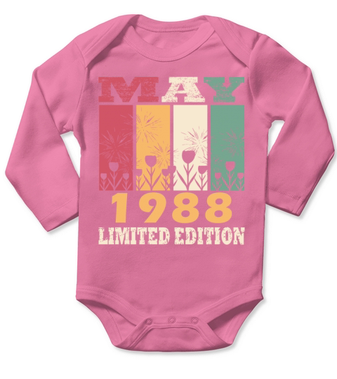 May 1988 vintage vintage birthday gift Long Sleeve Baby One-Piece