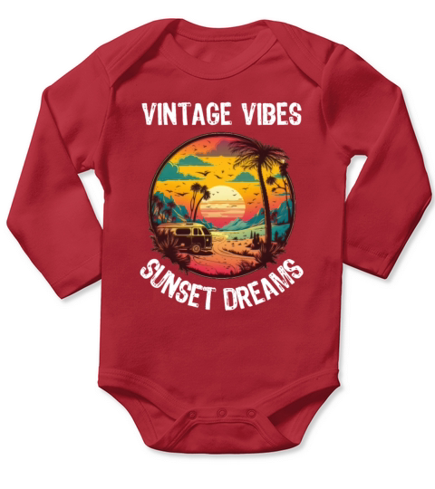 Retro Sunset Saying Long Sleeve Baby One-Piece
