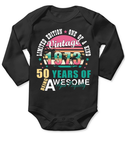 Vintage 1973 50th Birthday Retro Men Women Long Sleeve Baby One-Piece