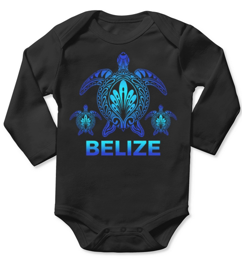 Vintage Belize Ocean Blue Sea Turtle Souvenirs Long Sleeve Baby One-Piece