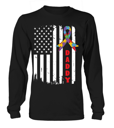 Autism Dad American Flag Vintage Long sleeved Unisex