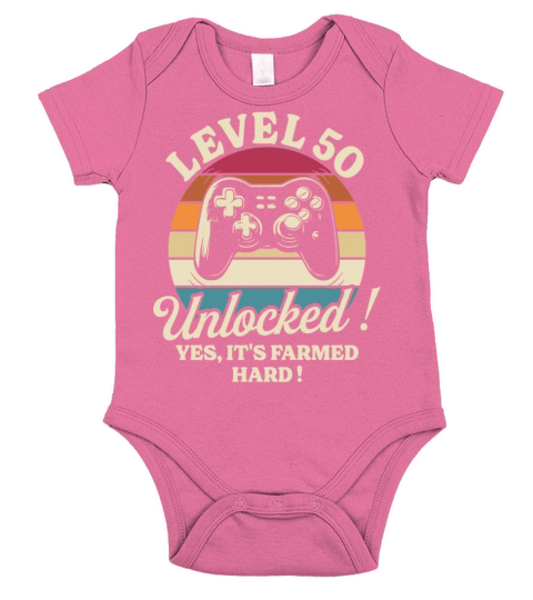 Geek Level 50 Unlocked 50th Birthday Gamer Short Sleeve Baby One-Piece