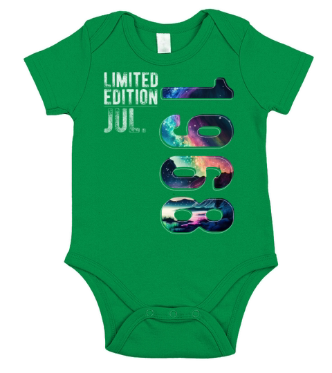 Limited Edition 1968 July Birthday Polar Lights Short Sleeve Baby One-Piece
