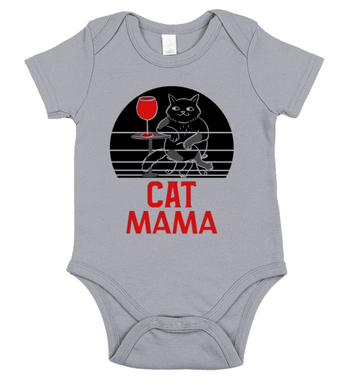 Retro Distressed Vintage Eighties Style Cat Mama Short Sleeve Baby One-Piece