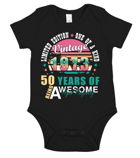 Vintage 1973 50th Birthday Retro Men Women Short Sleeve Baby One-Piece