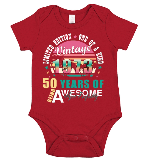 Vintage 1973 50th Birthday Retro Men Women Short Sleeve Baby One-Piece