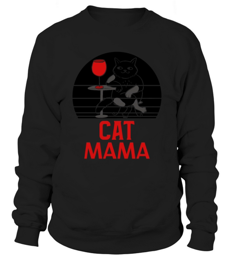 Retro Distressed Vintage Eighties Style Cat Mama Sweatshirt Unisex