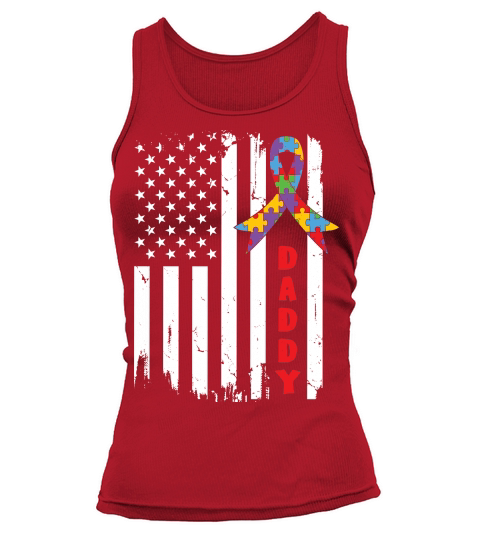 Autism Dad American Flag Vintage Tank top Woman