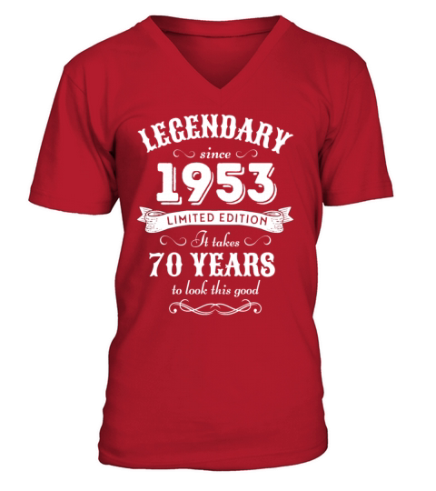 70th Birthday Vintage 1953 V-Neck T-shirt