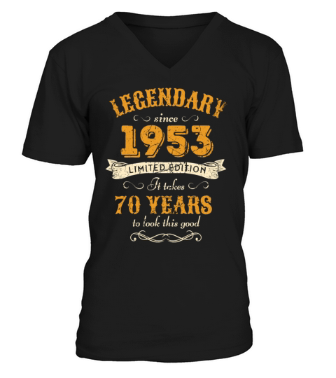70th Birthday Vintage 1953 V-Neck T-shirt