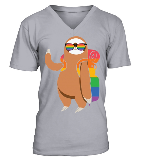 Cute Pocket Sloth LGBT Animal V-Neck T-shirt