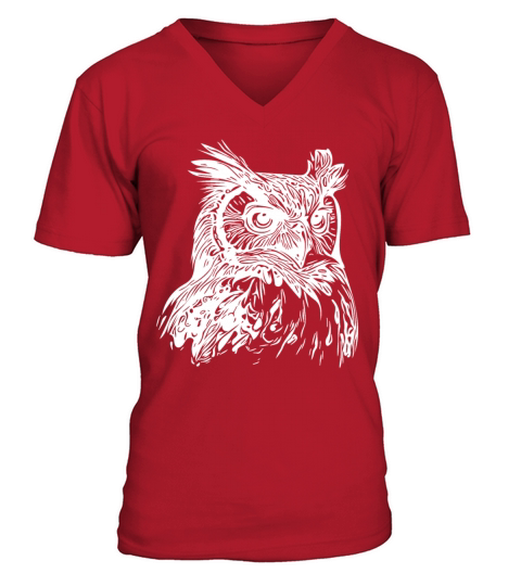 Elegant Vintage Forest Owl V-Neck T-shirt