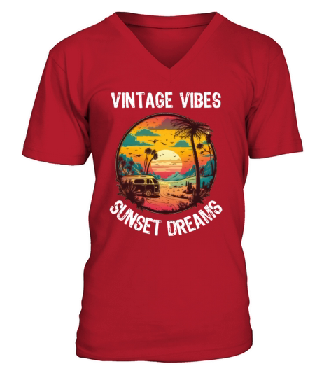 Retro Sunset Saying V-Neck T-shirt