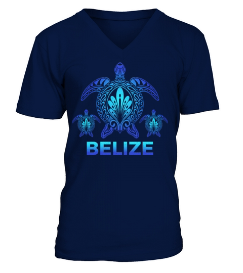 Vintage Belize Ocean Blue Sea Turtle Souvenirs V-Neck T-shirt