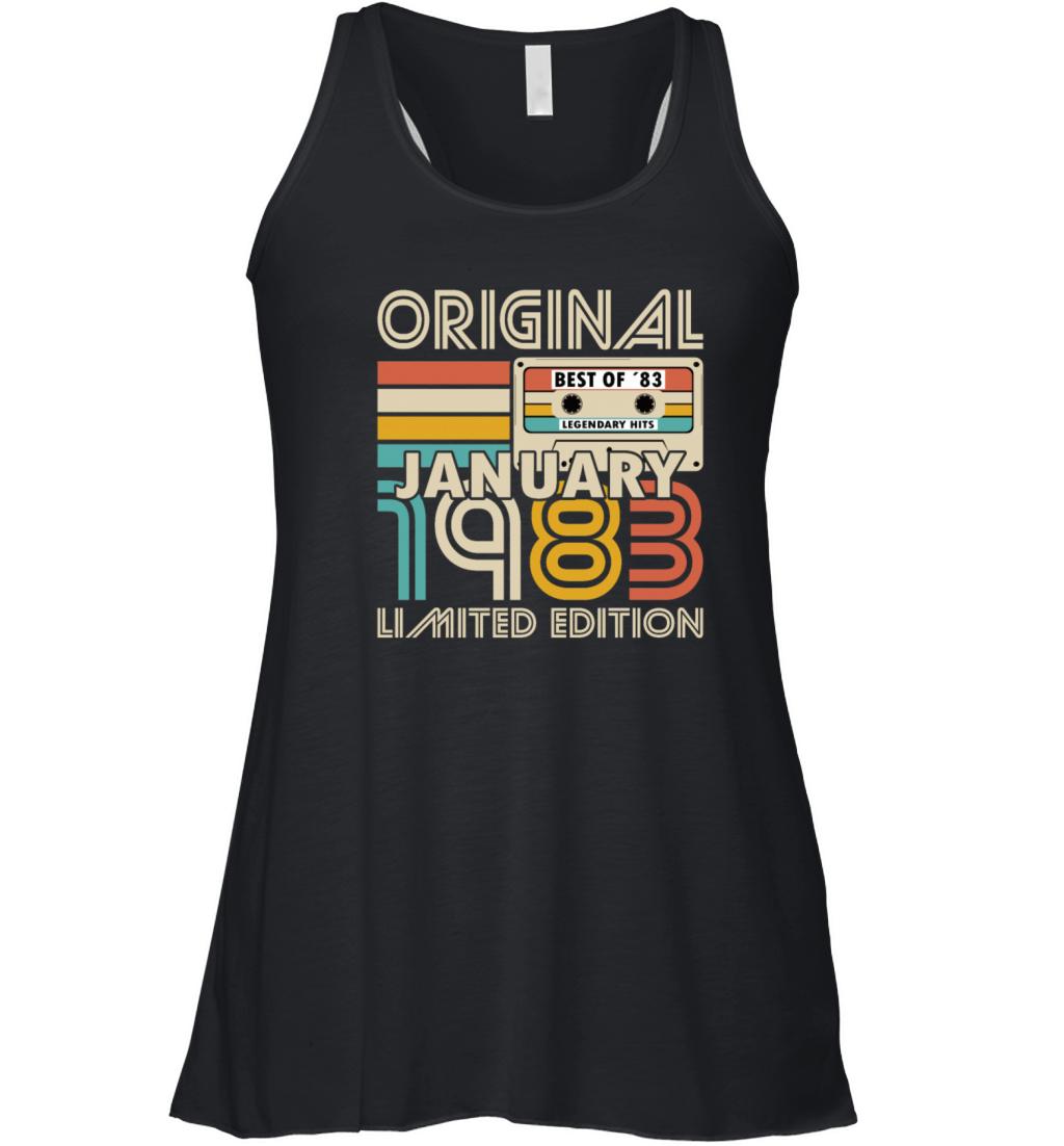 40th birthday january 1983 original 1983 Women's Flowy Tank Top