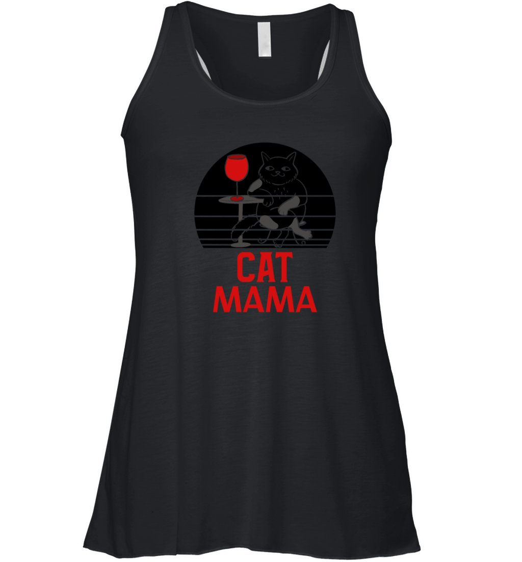 Retro Distressed Vintage Eighties Style Cat Mama Women's Flowy Tank Top