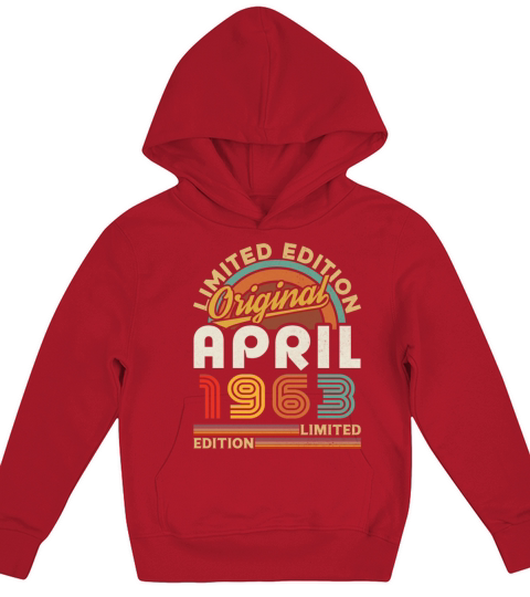 1963 April Vintage Born in 1963 April Gift Kids Hoodie