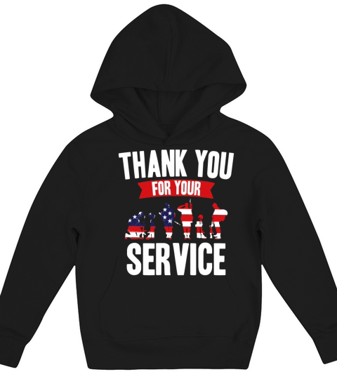 Veterans Day Thank You For Your Service Kids Hoodie