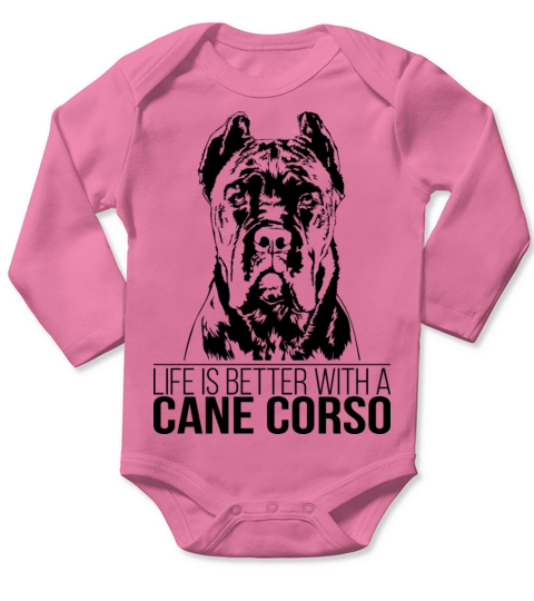 Cane Corso life is better dog saying dog mom Long Sleeve Baby One-Piece