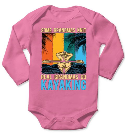 Kayaking Some Grandmas Knit Retro Rowing Canoeing Long Sleeve Baby One-Piece