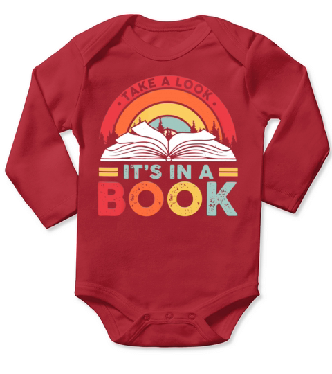 Take A Look Its In A Book Reading Vintage Retro Long Sleeve Baby One-Piece