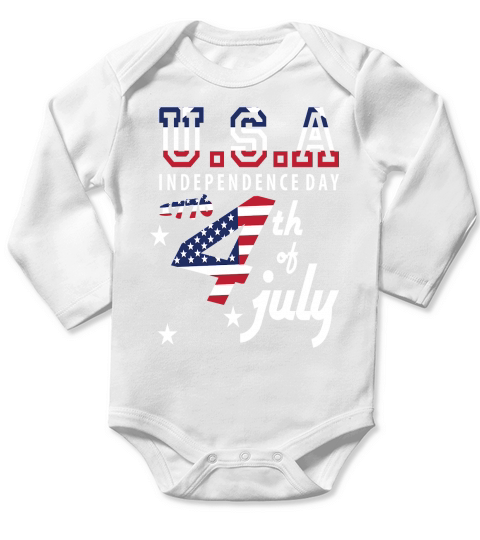 U.S.A Independence Day 4th July 1776 Long Sleeve Baby One-Piece