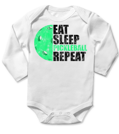 Vintage Eat Sleep Pickleball Repeat Paddle Sport Long Sleeve Baby One-Piece
