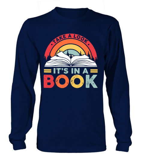 Take A Look Its In A Book Reading Vintage Retro Long sleeved Unisex