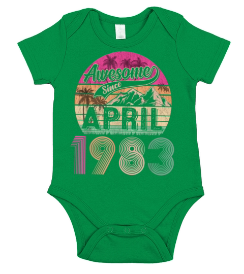 40th Birthday Awesome 40 Years Since April 1983 Short Sleeve Baby One-Piece