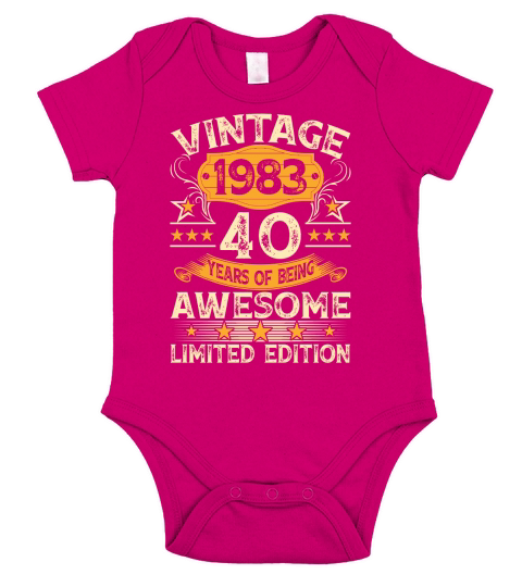 40th Birthday Gifts For Women Vintage 1983 Tees 40 Years Old Short Sleeve Baby One-Piece
