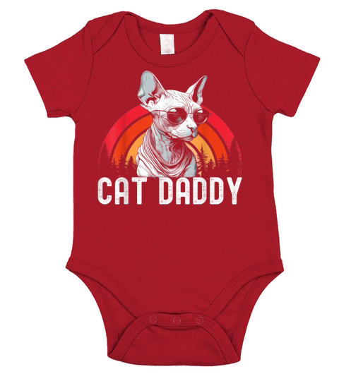 Cat Daddy Vintage Cat Short Sleeve Baby One-Piece
