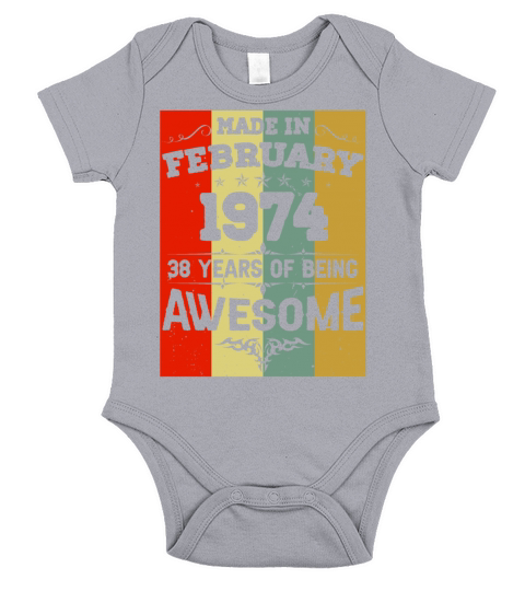 February 1974 Vintage Birthday Present Short Sleeve Baby One-Piece