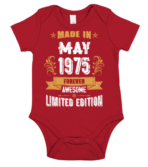 May 1975 Vintage Birthday Present Short Sleeve Baby One-Piece