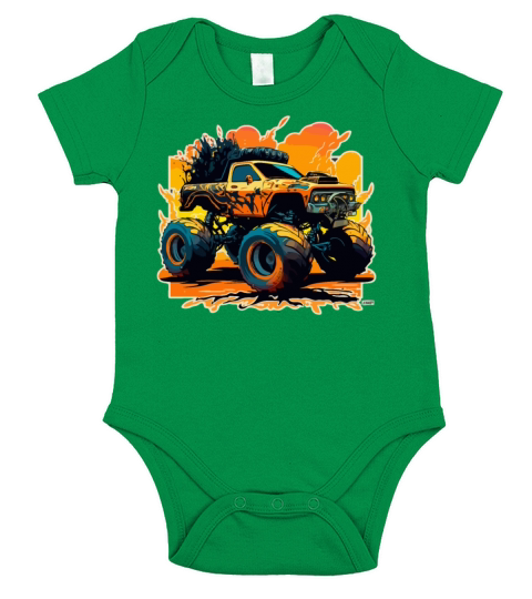Monster Truck Madness Short Sleeve Baby One-Piece