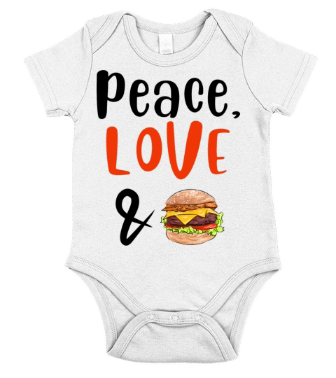 Peace Love and Burgers Short Sleeve Baby One-Piece