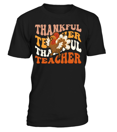 Thankful Teacher Retro Groovy Thanksgiving Turkey T-Shirt Unisex