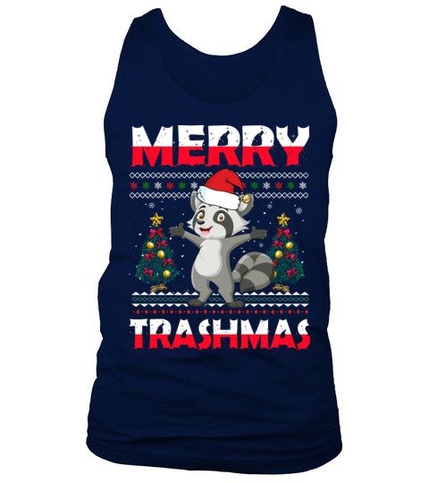 Merry Trashmas Christmas Raccoon Tank Top Unisex