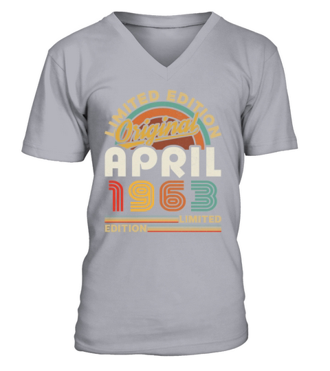 1963 April Vintage Born in 1963 April Gift V-Neck T-shirt