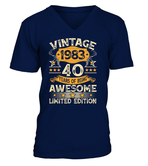 40th Birthday Gifts For Women Vintage 1983 Tees 40 Years Old V-Neck T-shirt