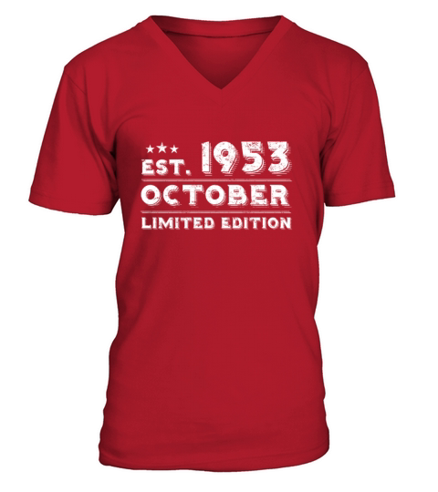 Est October 1953 - Birthday Present - Vintage V-Neck T-shirt