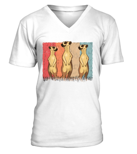 Meerkat Vintage Retro V-Neck T-shirt