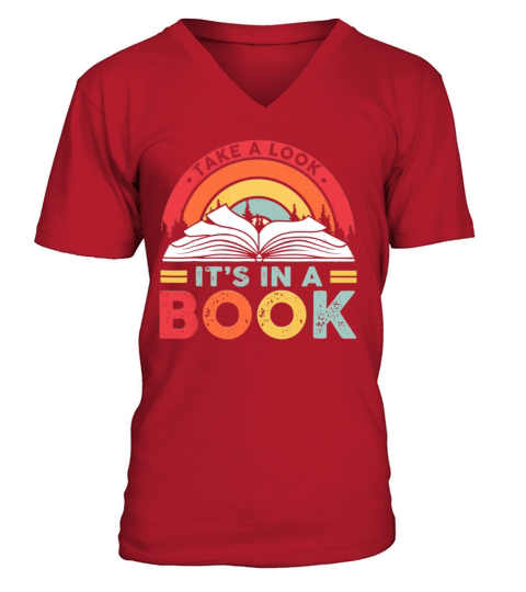 Take A Look Its In A Book Reading Vintage Retro V-Neck T-shirt