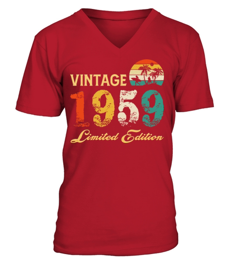 Vintage 1959 Limited Edition Born In 1959 Birthday V-Neck T-shirt