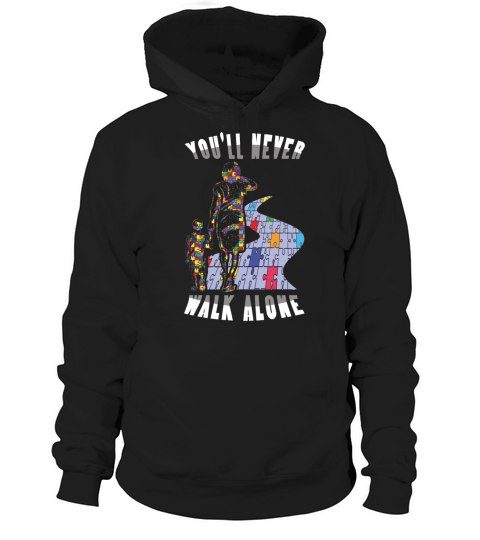 Never Walk Alone Colorful Puzzle Autism Awareness Hoodie Unisex